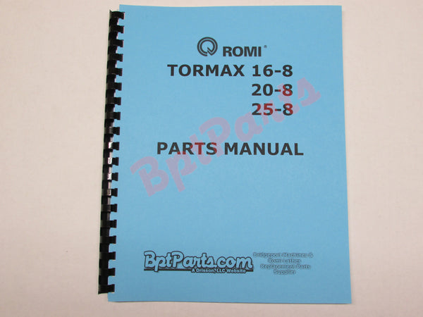 R34388D Tormax 16-8 20-8 25-8 Parts Manual – BptParts